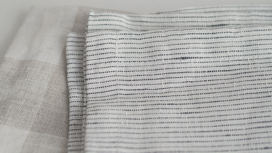 linen tea towel - navy stripe