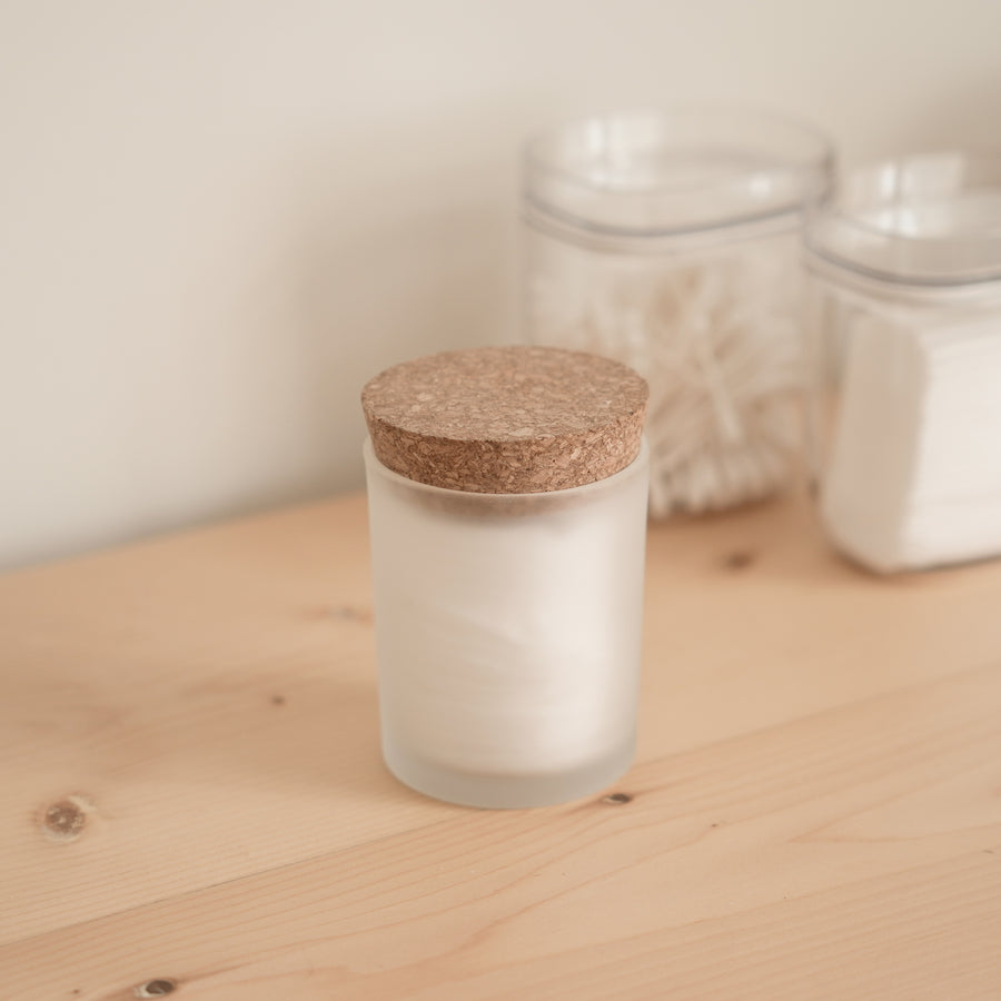 frosted cork lid container