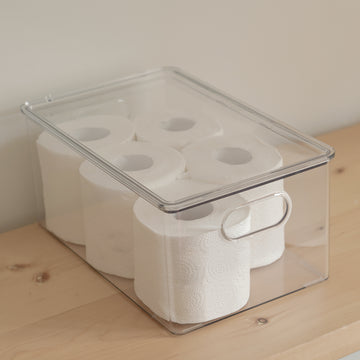 Clear Covered Bins with lid and handle