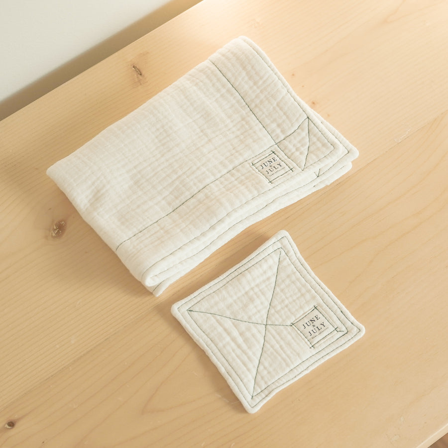 crinkle cotton mats - ivory