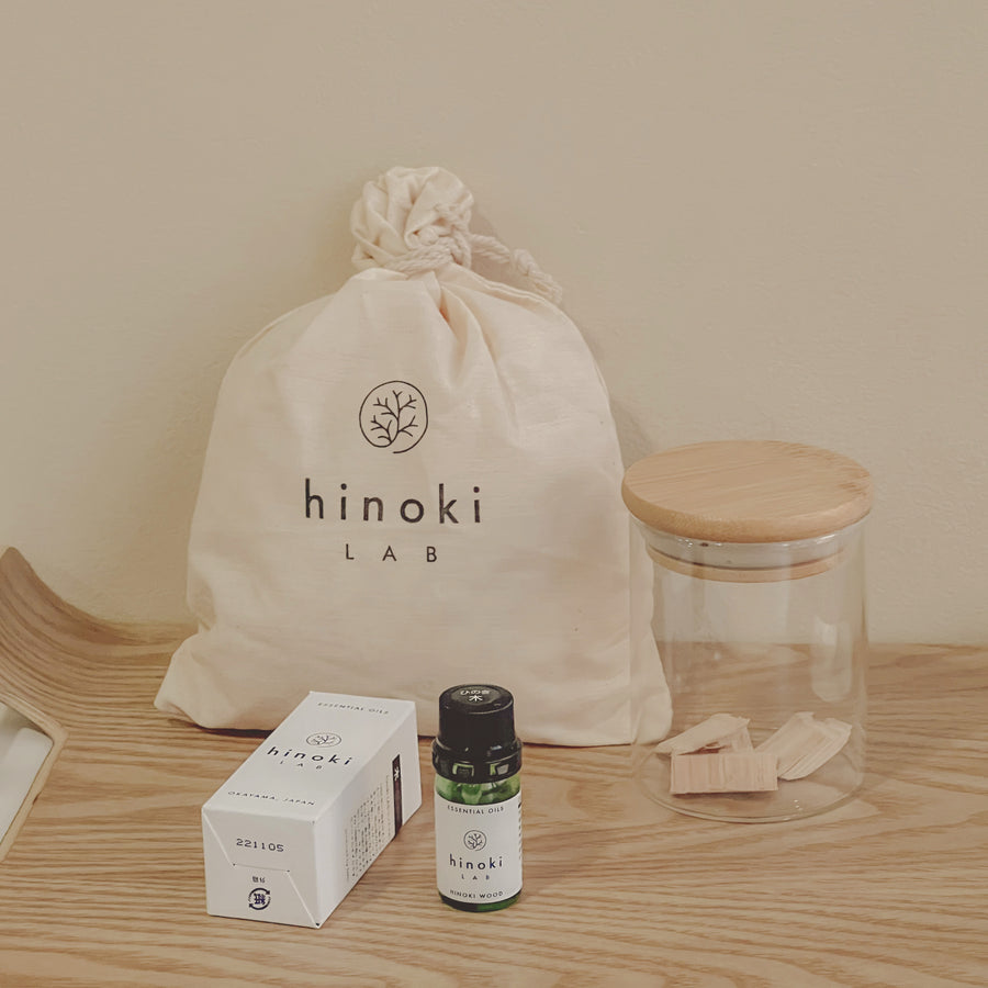 hinoki LAB essential oil 5ml + large aroma sachet and jar [gift set]
